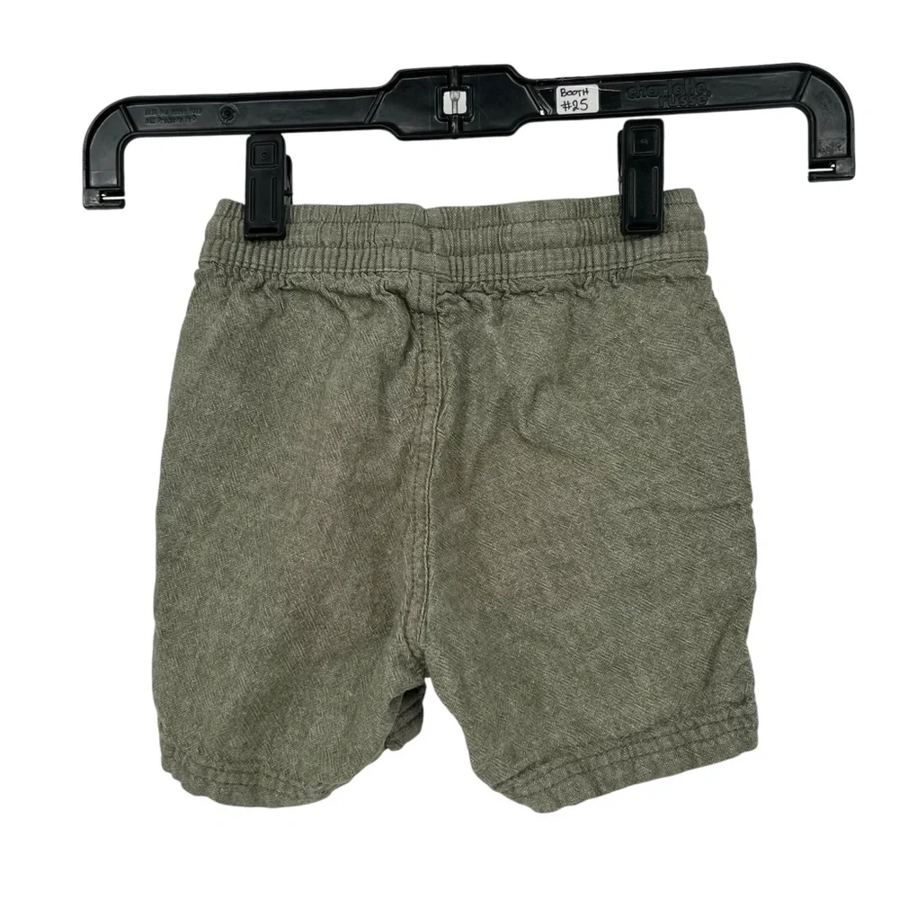Old Navy Toddler Boys Linen Blend Shorts 2T Olive Green Drawstring Summer Casual